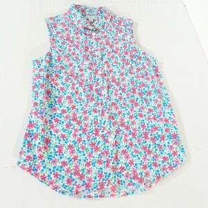J Crew Sleeveless Floral Cotton Poplin Shirt in Signature Fit
